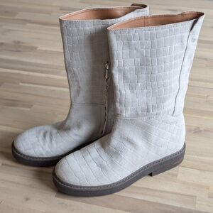 Franco Sarto Suede Croc Embossed Boots Size 10